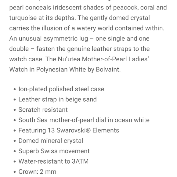 Bolvaint Nu’utea Mother-of-Pearl Ladies’ Watch - South Sea White - Picture 4 of 4